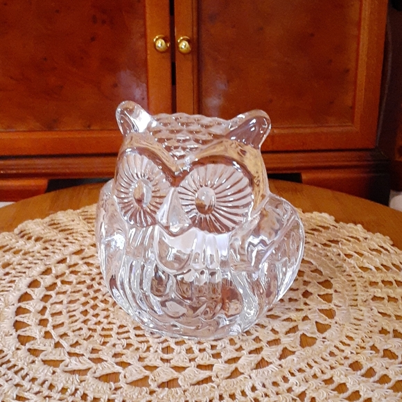 *VINTAGE PARTYLITE* GLASS OWL CANDLE HOLDER